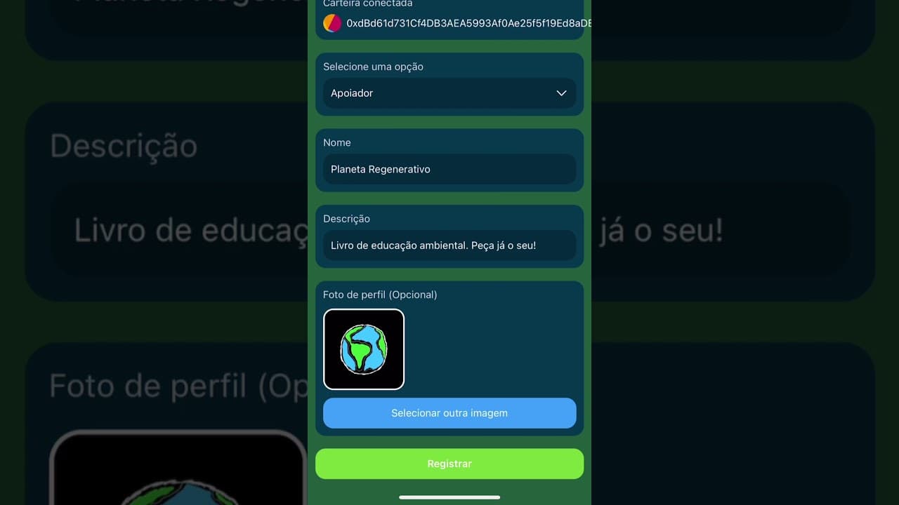 Cadastro do apoiador